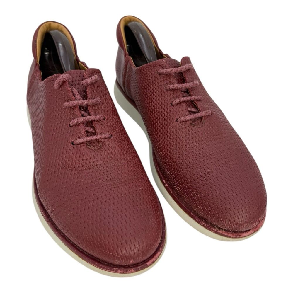 GIORGIO ARMANI Men’s Leather Sneakers Shoes Dark Red Size 8